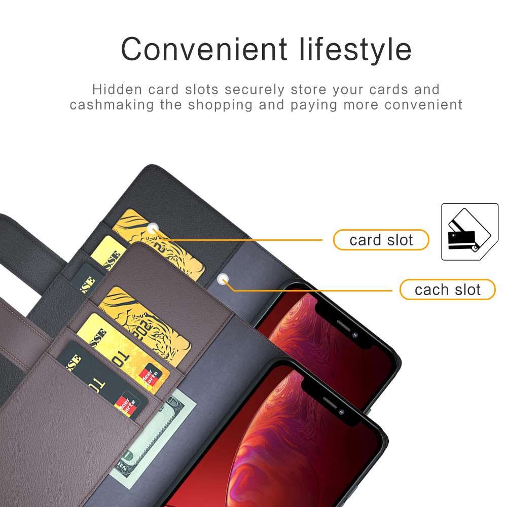 iPhone 13 Phone Case Wallet Flip Cover Folio Genuine Leather Case Stand Display Card Pocket